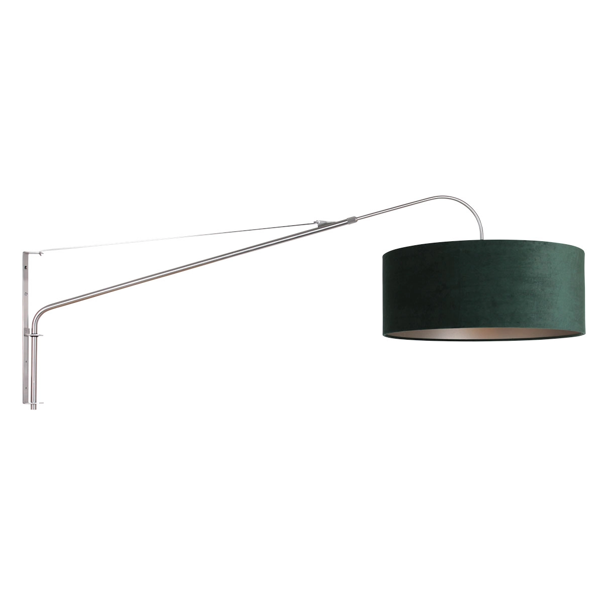 Wandlamp Elegant Classy 50cm RVS met groen velourse kap Steinhauer 8712746146004