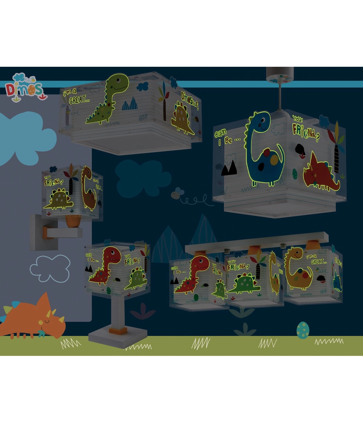 Wandlamp Dinos geel Dalber 8420406734590