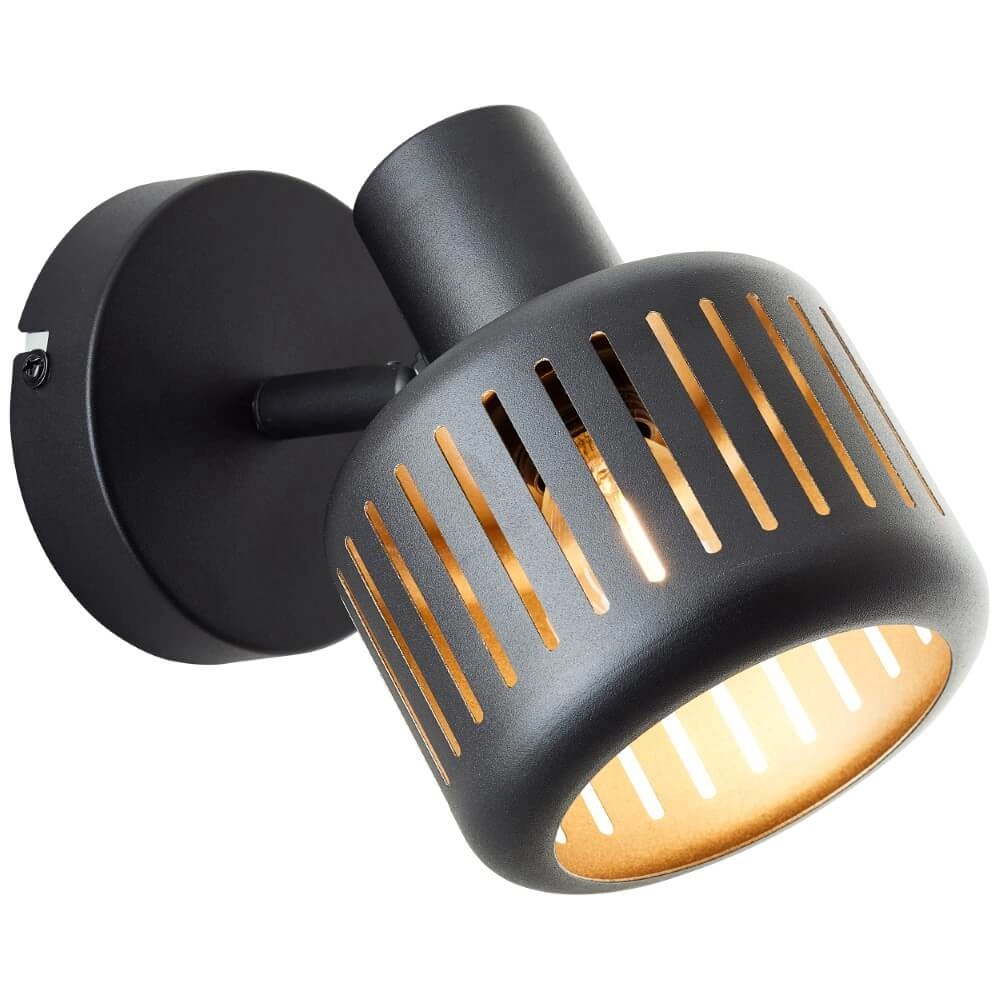 Zwarte wandlamp Tyas zwart met goud