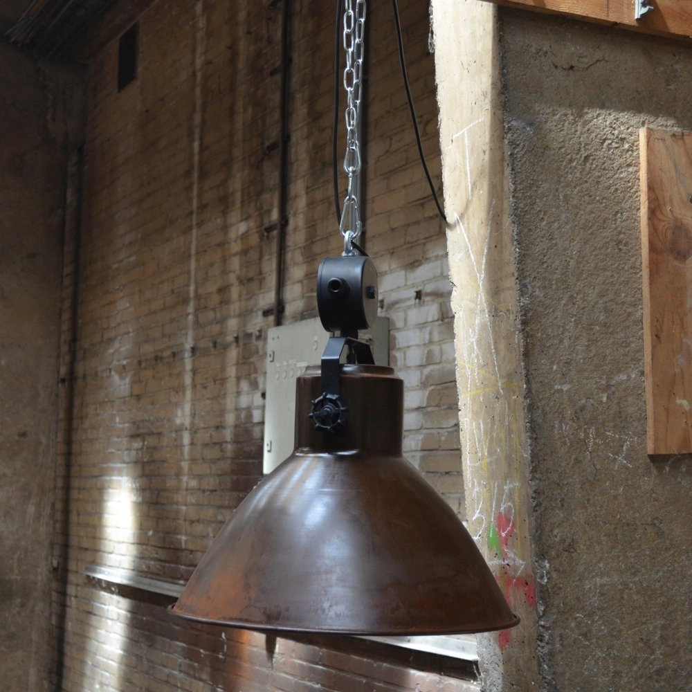 Landelijke industrie hanglamp Industria 44 Block koperbruin met zwart Masterlight 8718121232775