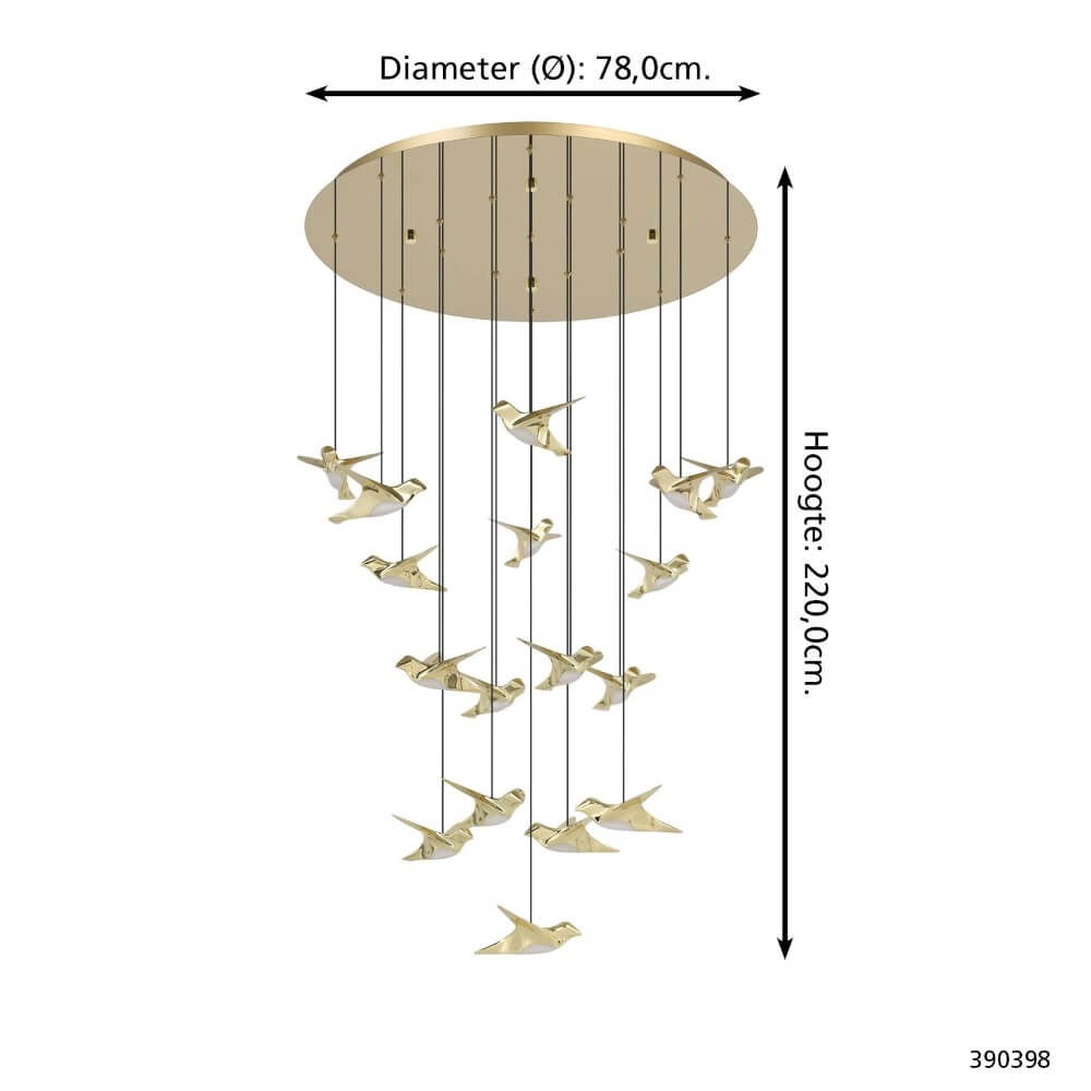 17-lichts hanglamp Paratebueno 2 messing rond Stars of Light 9008606292202