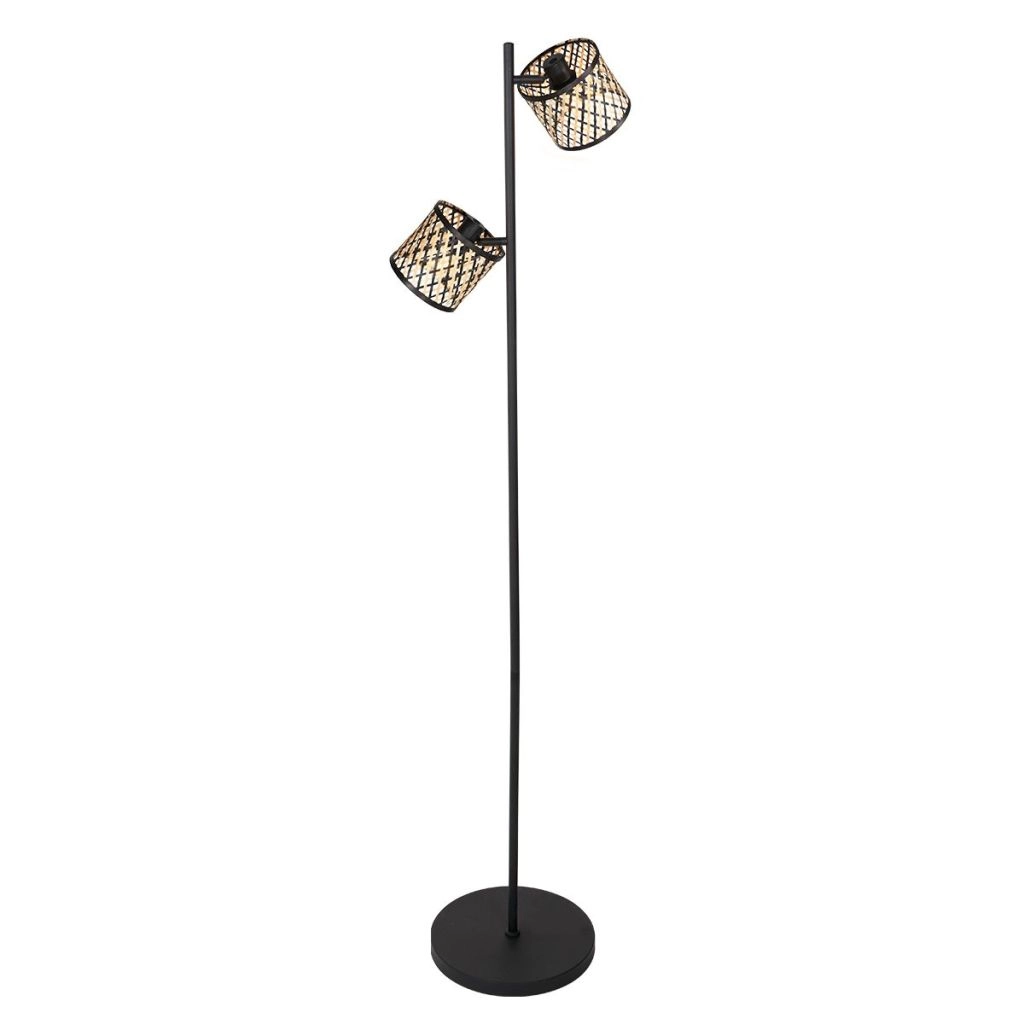 Vloerlamp 2-lichts Sumba met bamboe kappen Ø12cm Steinhauer 8712746182866