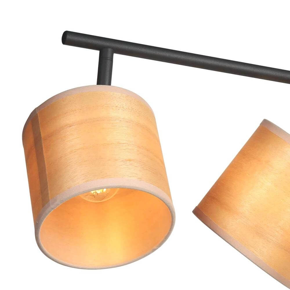 Plafondlamp Bambus zwart met bamboe 4-lichts Steinhauer 8712746171433