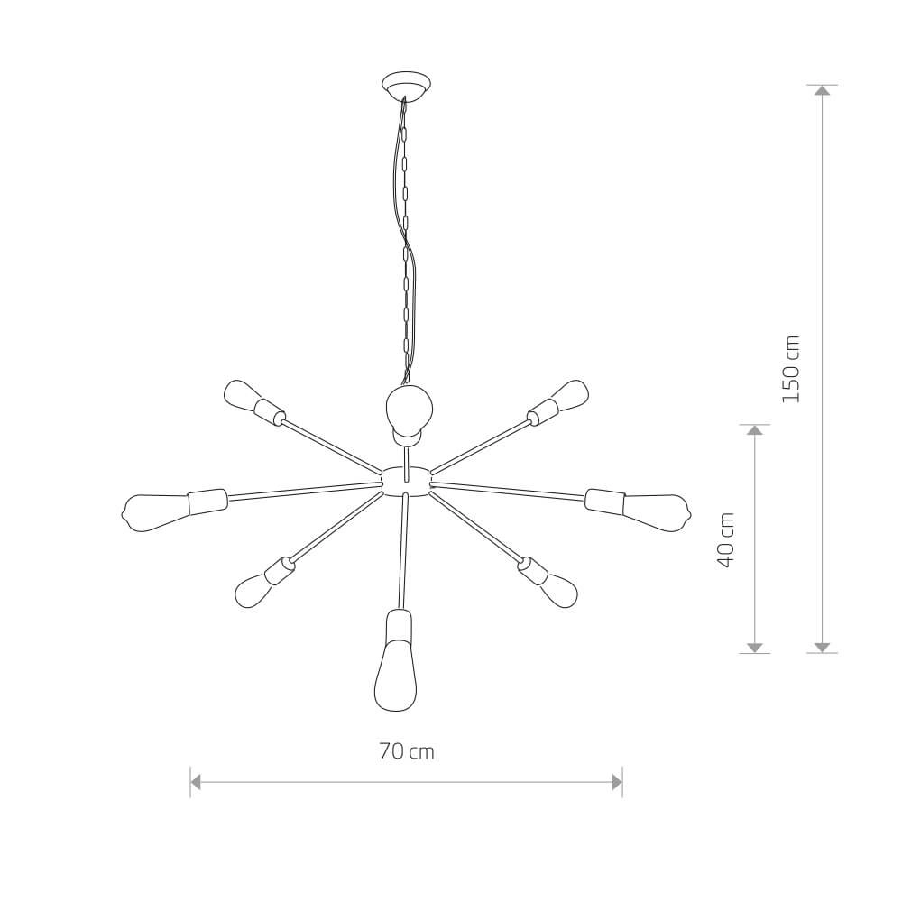 Zwart hanglamp Rod met 9 fittingen Lyora 5903139973496