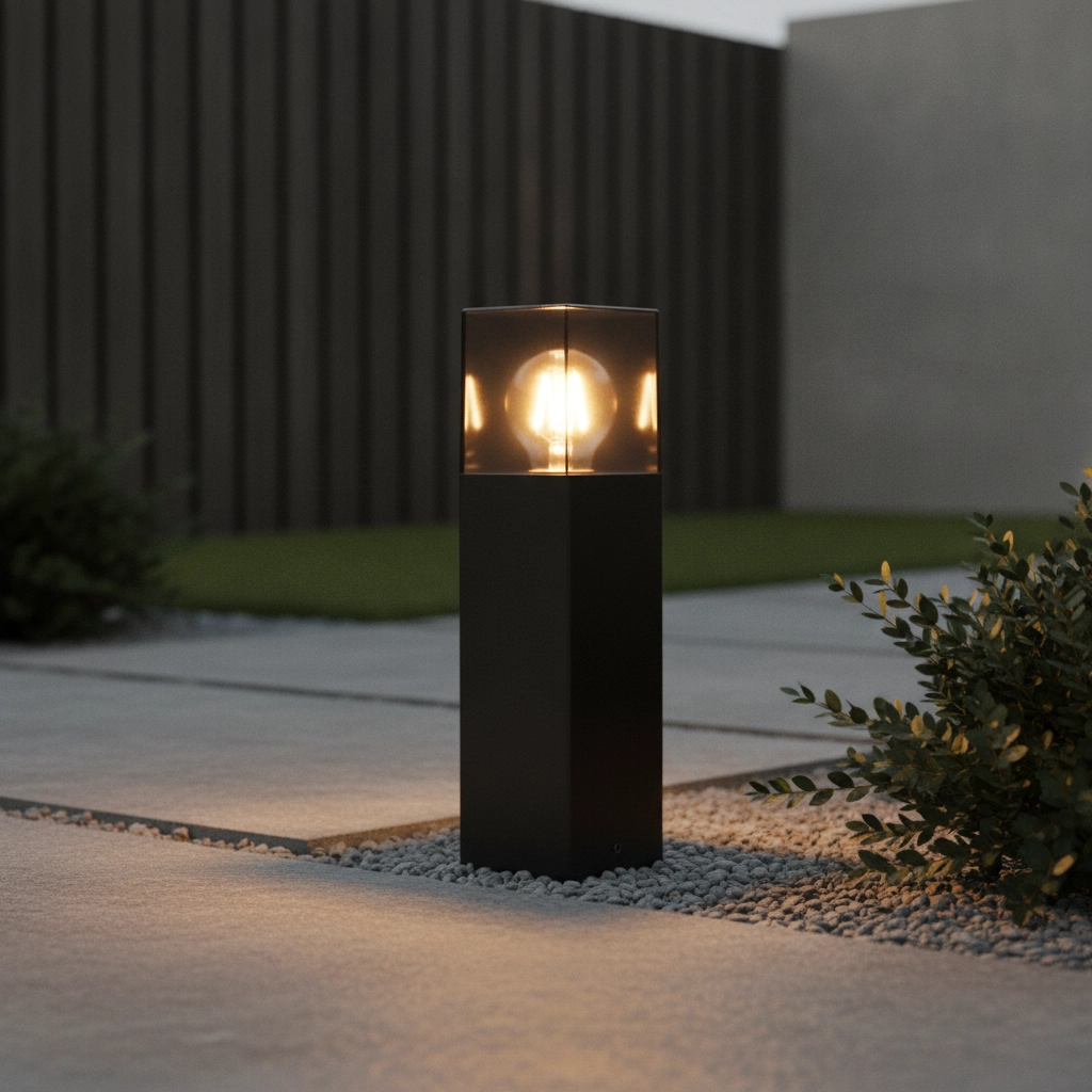 Moderne tuinlamp Denver zwart met smoke glas 30cm