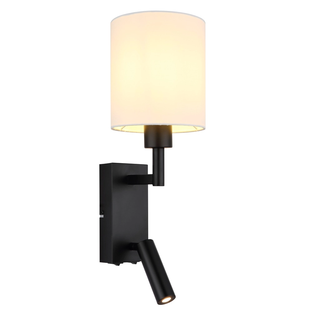 Bedlampje Zamora zwart met witte kap