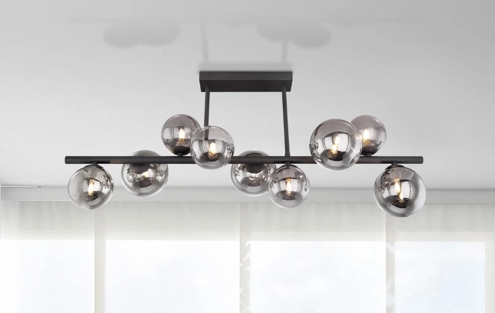 Zwarte plafondlamp met smoke glas Riha Globo 9007371393039