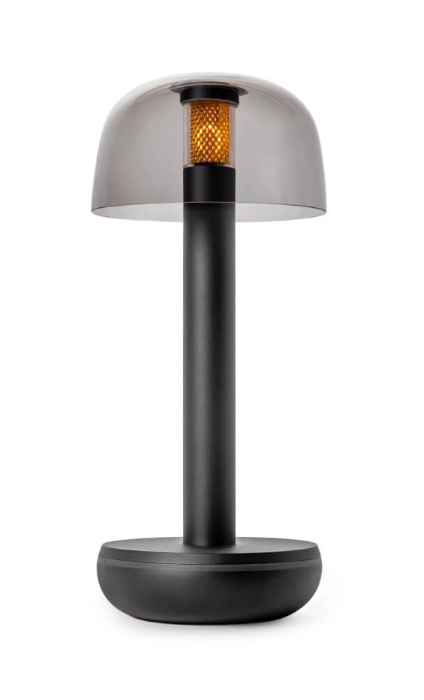 Oplaadbare tafellamp Two Black Smoked