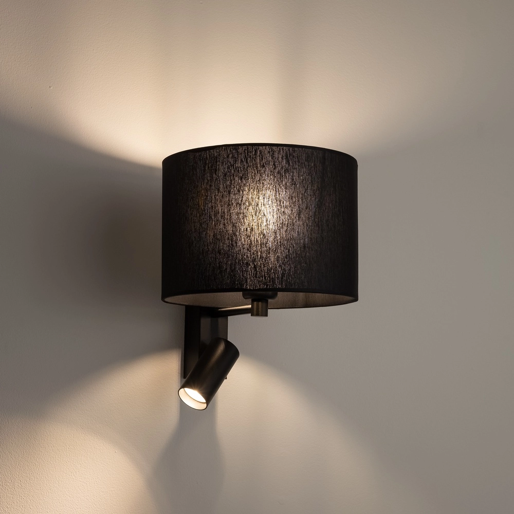 Zwarte wandlamp Lusso met schemerlampkap Lyora 5903139115216