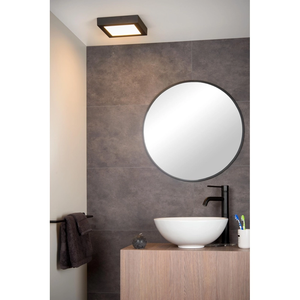 Plafonniere Brice-Led 22cm vierkant IP44 zwart Lucide 5411212281265
