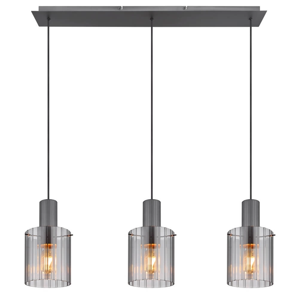 3-lichts hanglamp Tulivar design smoke glas Globo 9007371459650