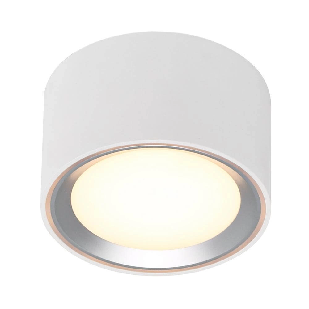 Witte spot met metalen ring Fallon 6cm x Ø 10cm Witte spot met metalen ring Fallon 6cm x Ø 10cm