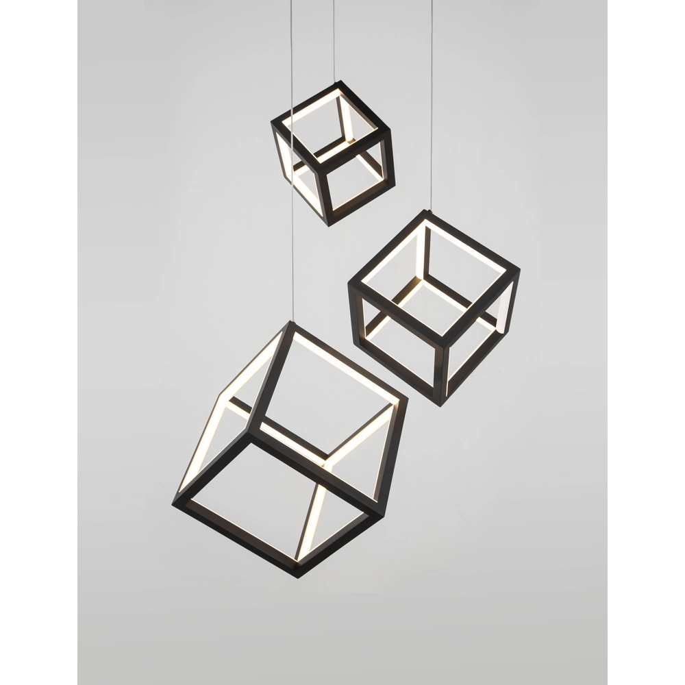 Vierkante hanglamp Gabbia zwart triple Lyora 5212017423412