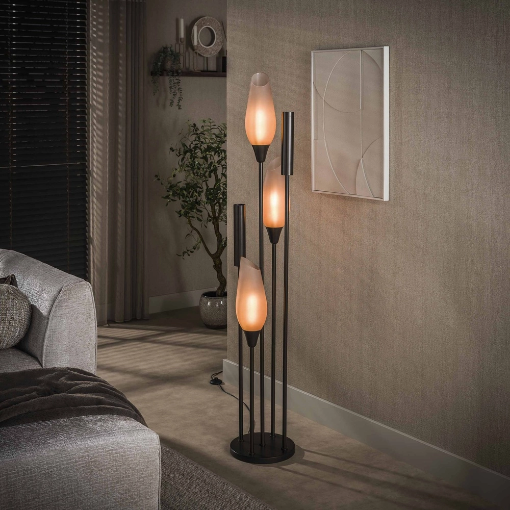 Stijvolle vloerlamp Cocoon 3x E27 - 2x GU10 - frosted glas Lyora 8716803511927