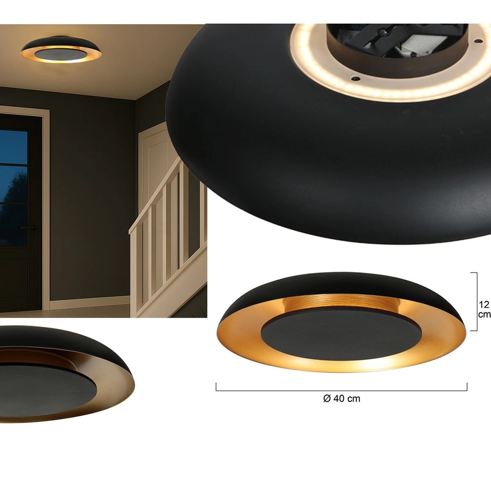 Plafonniere Golden Veil zwart Ø 40cm Steinhauer 8712746180299