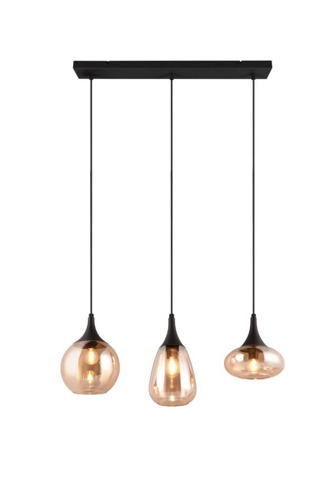 3-lichts hanglamp Lumina met amber glas Trio 4017807597080