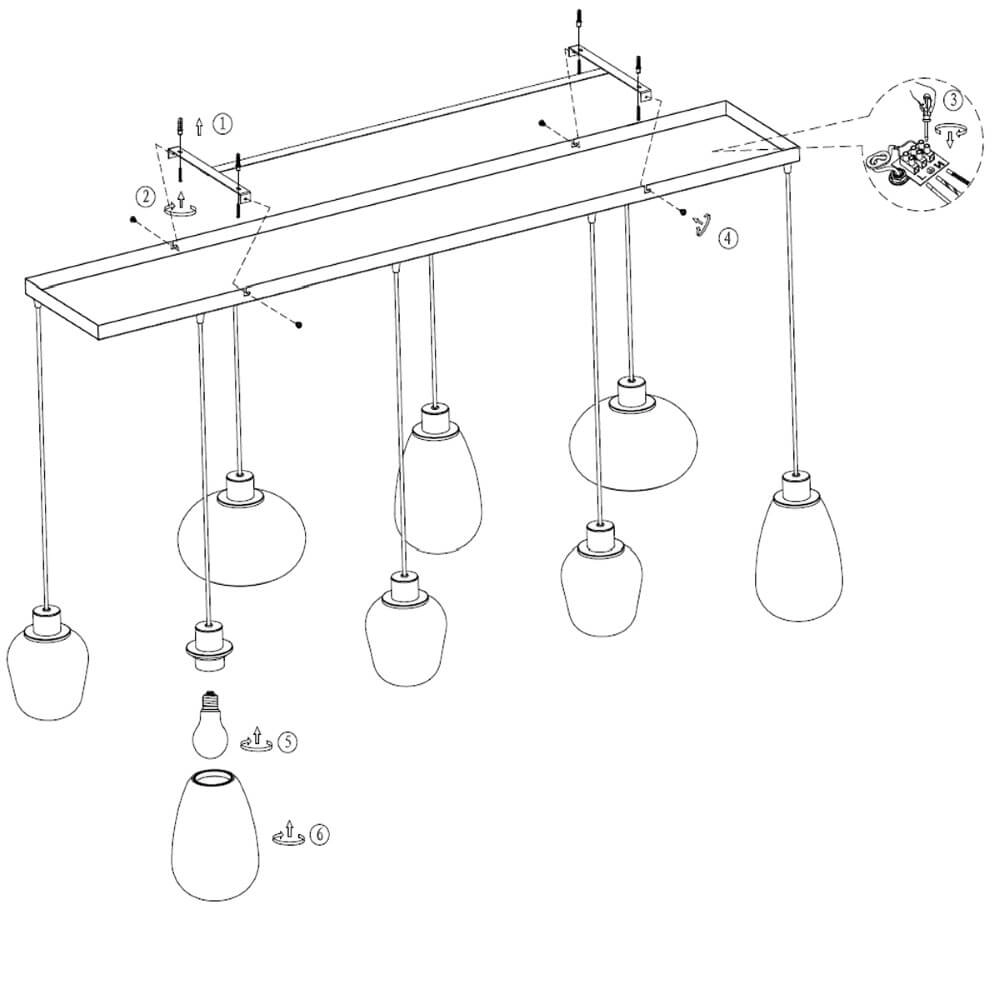 8-lichts hanglamp Reflexion Steinhauer 8712746132595