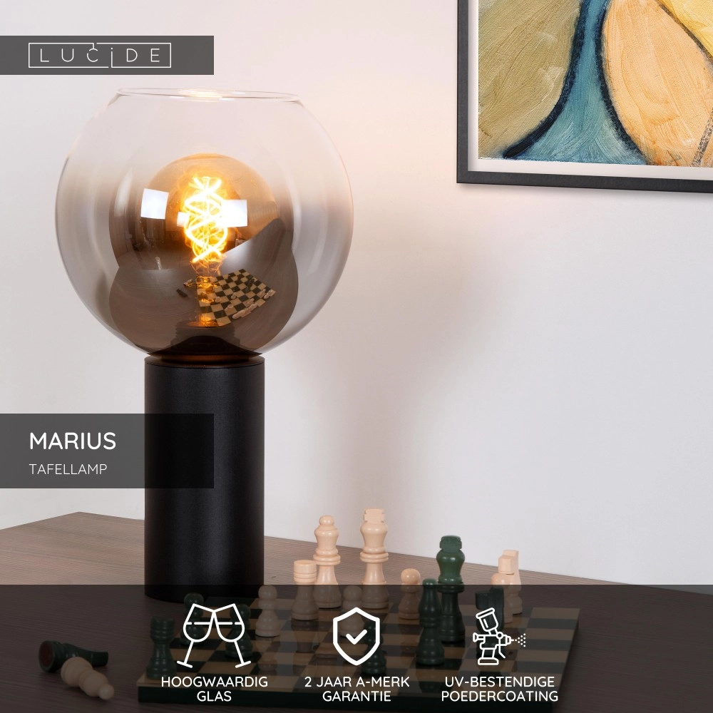 Tafellamp Marius zwart Lucide 5411212452283