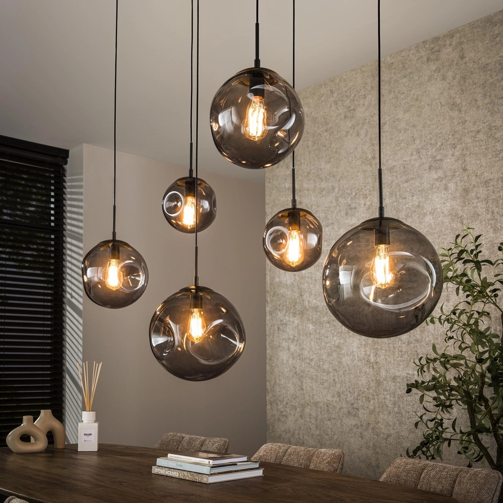 6-lichts hanglamp Stellar met organische plafondplaat Lyora 8716803511729