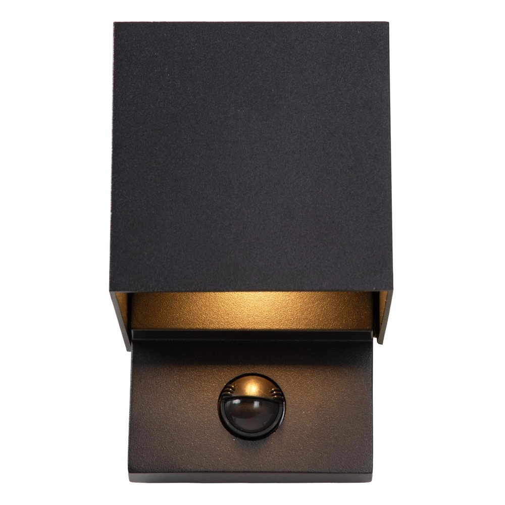 Vierkante wandlamp Tadzio met sensor zwart Lucide 5411212690289