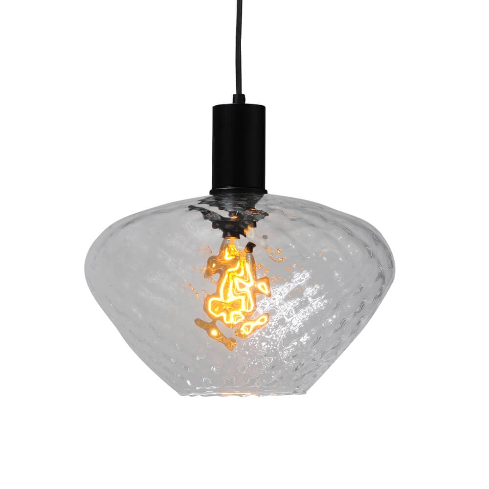 3-lichts hanglamp - zwart - Porto met Blossom smoke glazen Masterlight 8718121269511