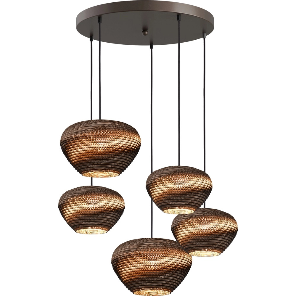 5-lichts Think Paper hanglamp Cartone