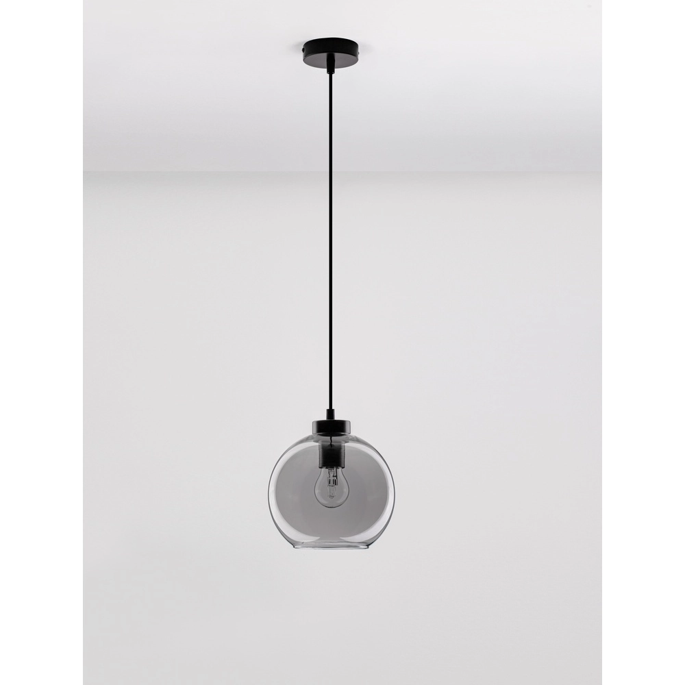 Hanglamp Palmer enkel zwart met smoke glas Lyora 5212017430946