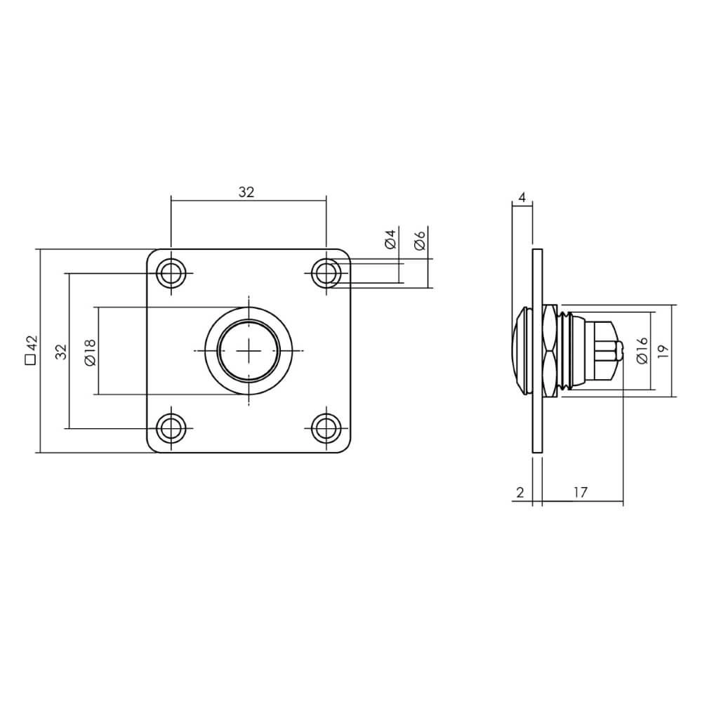 Vierkante deurbel Chimea schroefgat zwart Intersteel 8714186401996