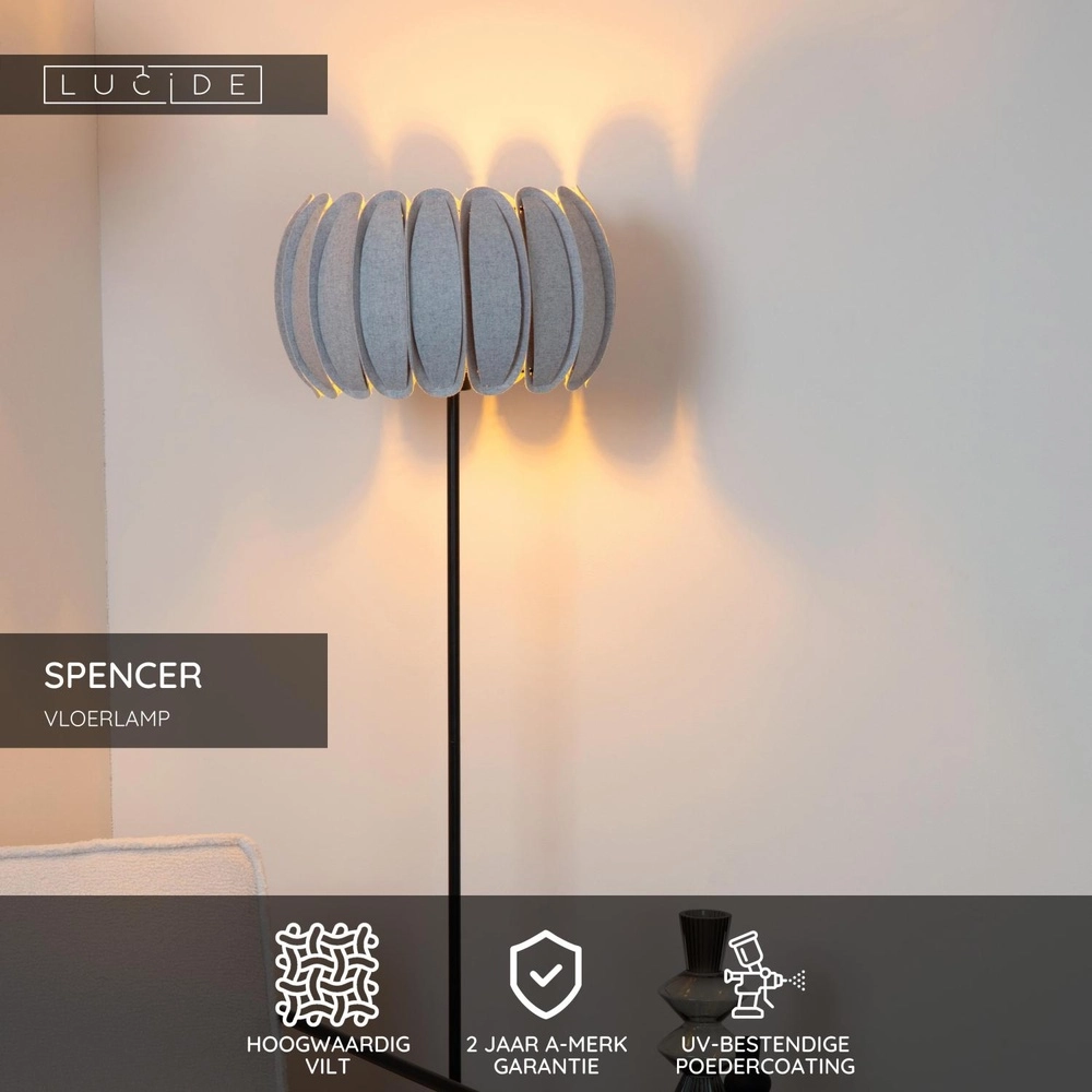 Vloerlamp Spencer grijs Lucide 5411212343758