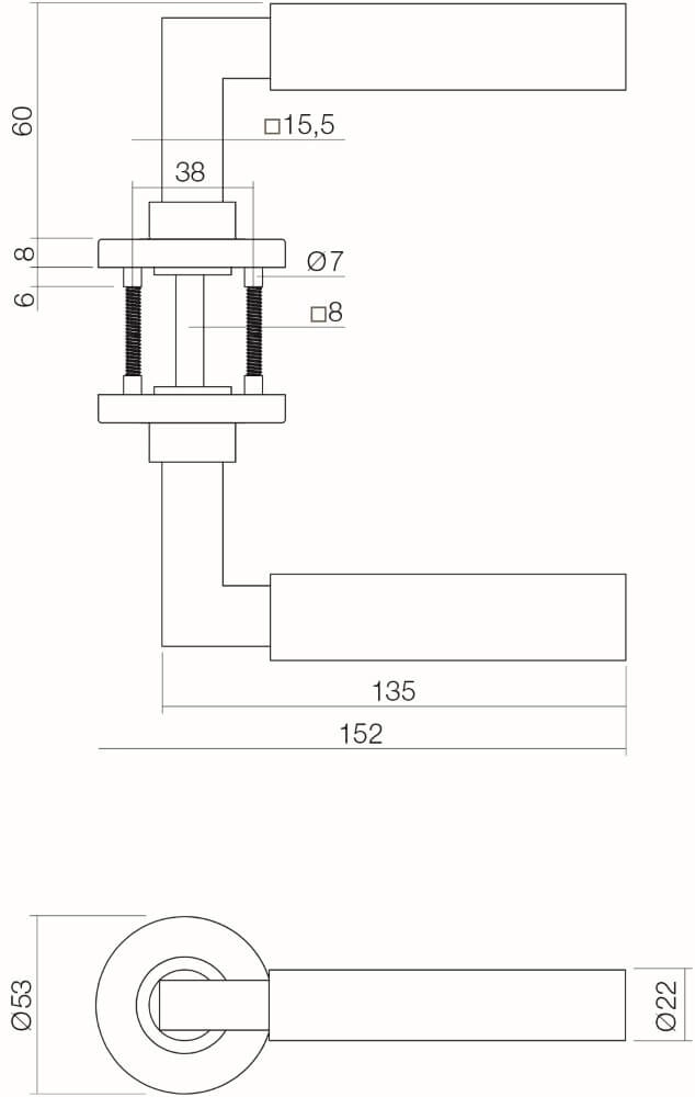 Moderne deurklink Bau-Stil rond rozet RVS Intersteel 8714186298336