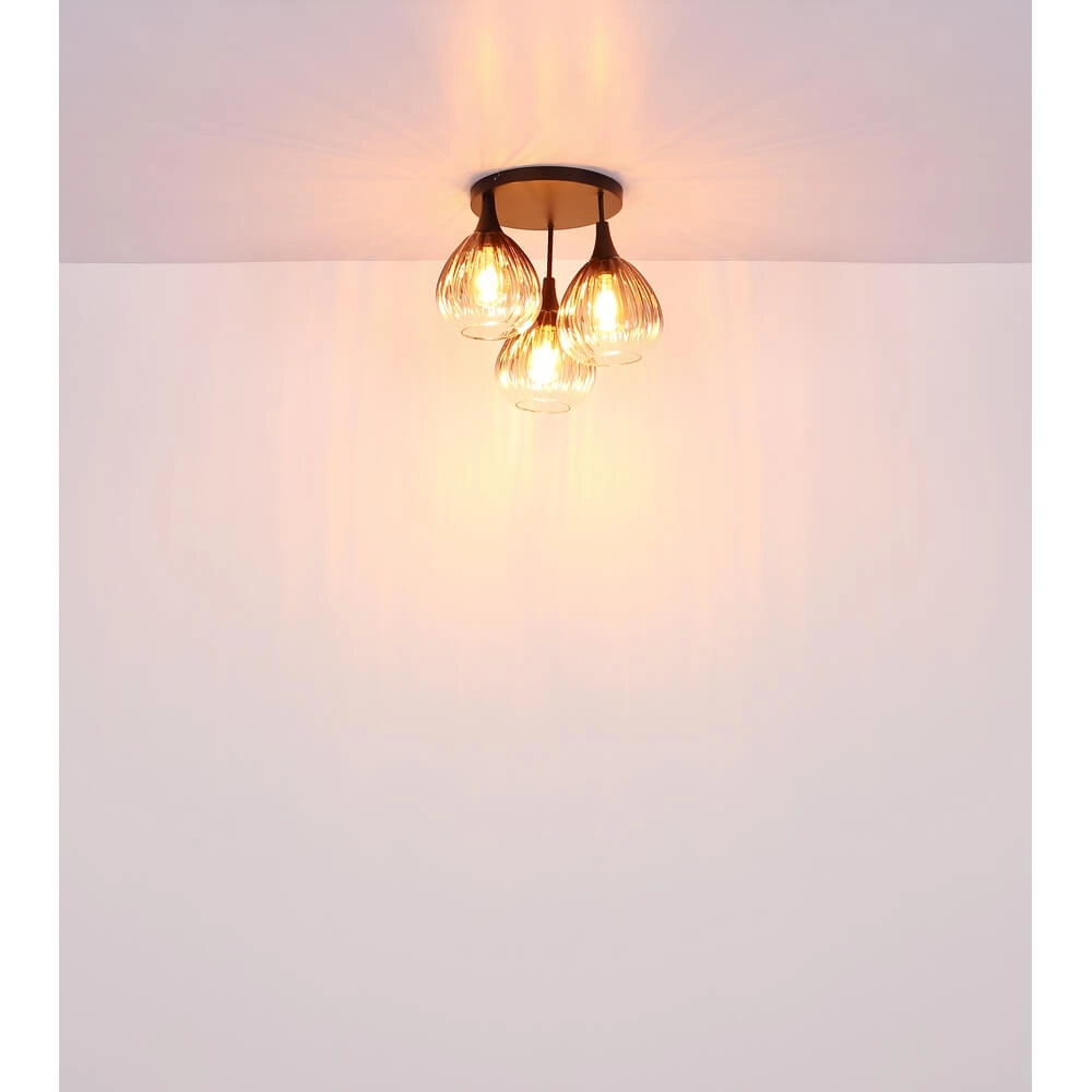 Ronde plafondlamp Fluoro 3-lichts zwart Globo 9007371465354