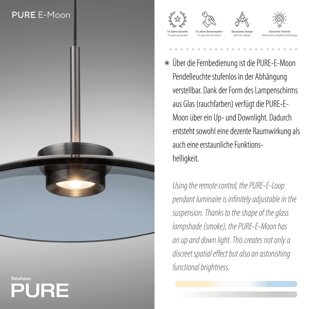 Hanglamp Ø 50cm Pure E-Moon met smoke glas Paul Neuhaus 4012248386361