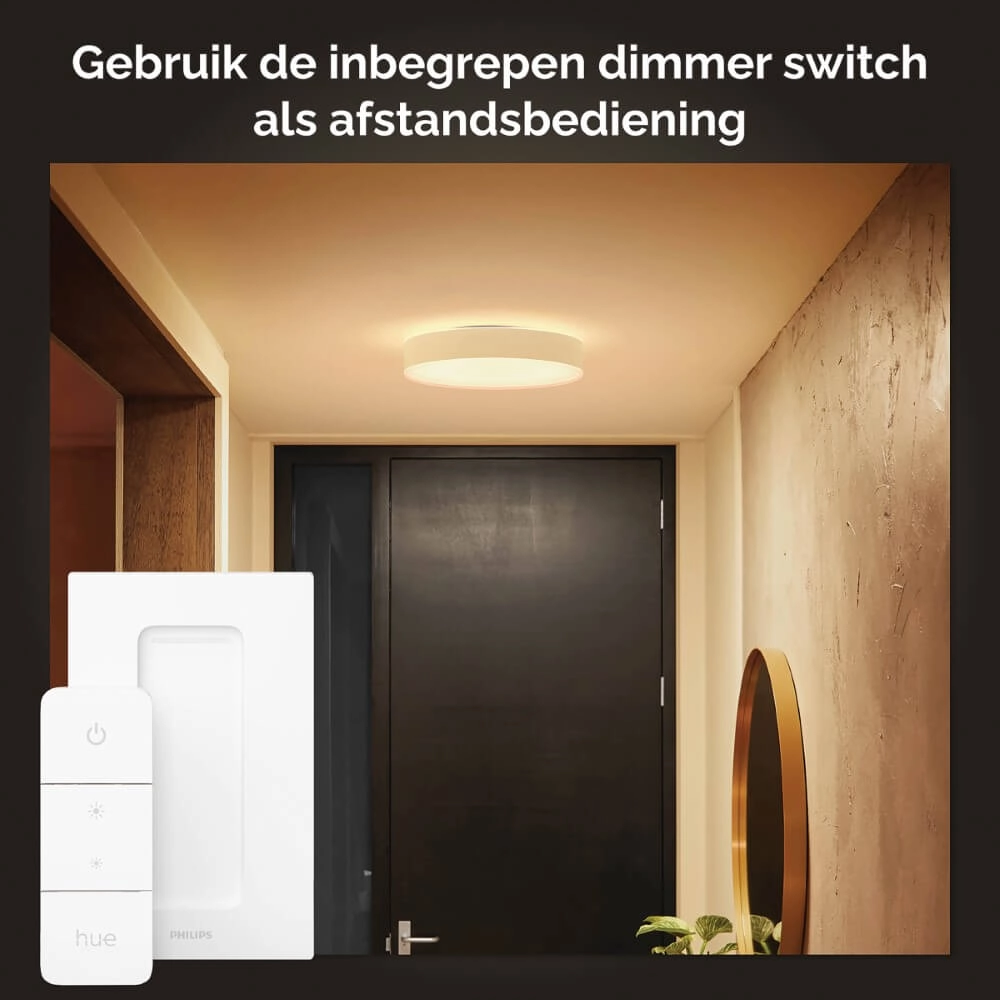 Plafondlamp Hue Enrave S - White Ambiance Ø 26,1cm wit Philips 8718696176412