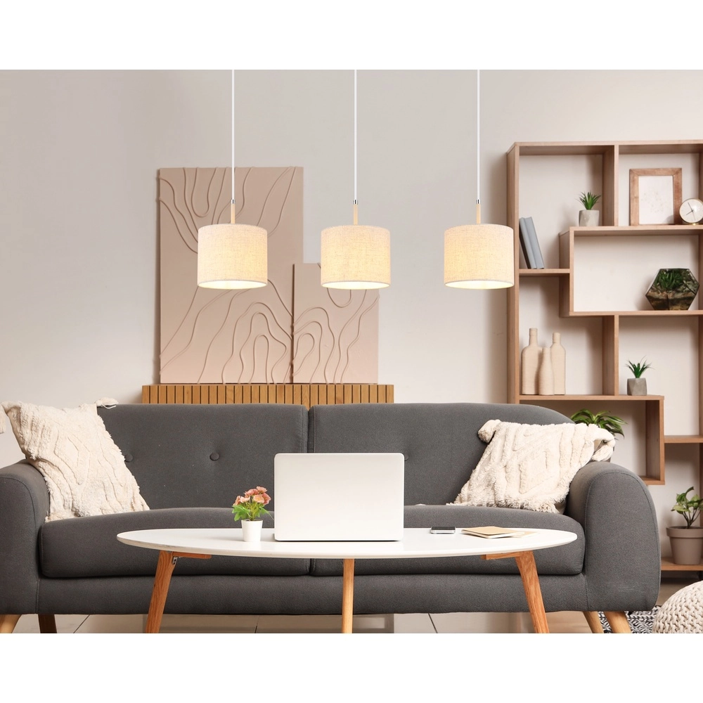 3-lichts hanglamp Deleon zand bruin recht Globo 9007371578900