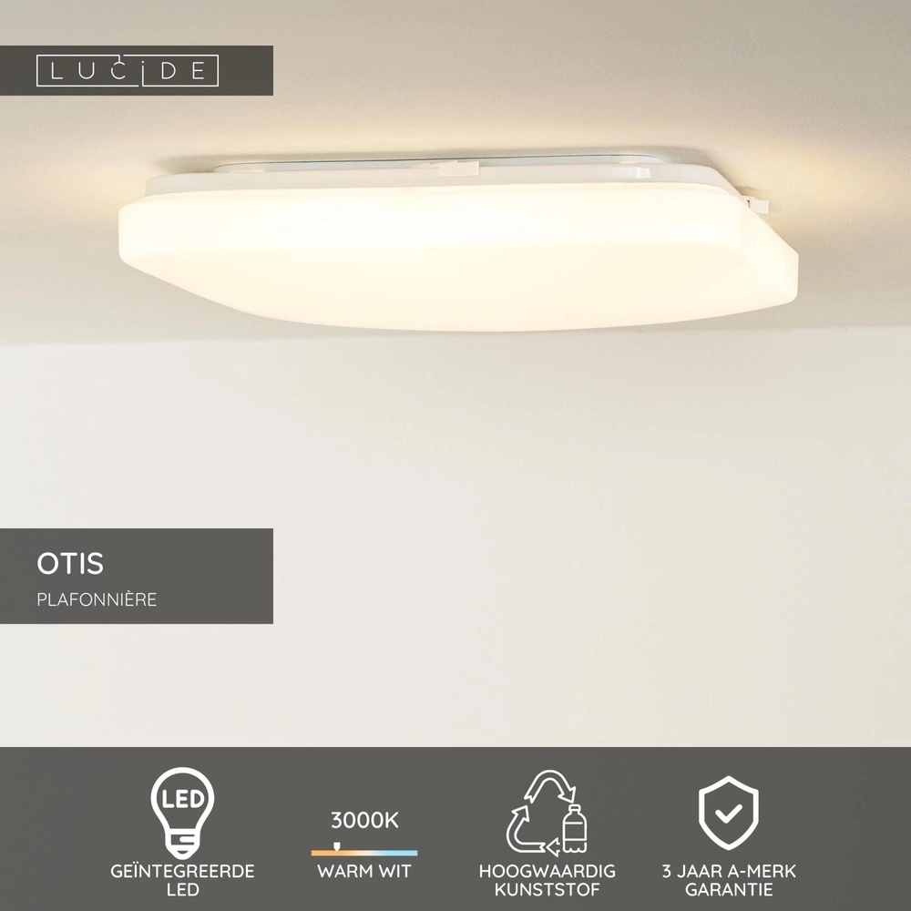 Vierkante plafonniere Otis 33cm wit Lucide 5411212791351