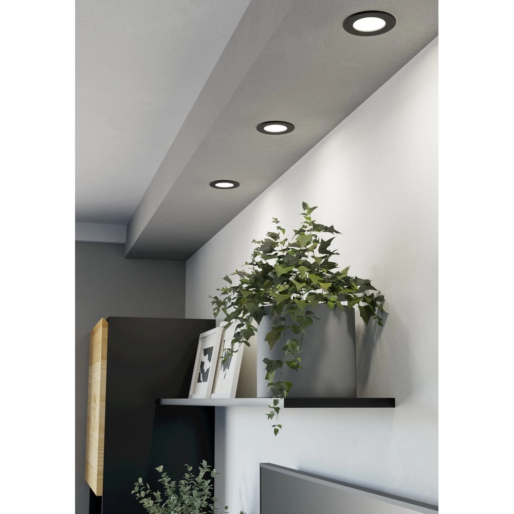3x Inbouwspot Fueva 6 rond - zwart - Ø 8,8cm Eglo 9008606330669