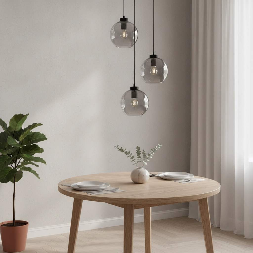 Hanglamp Palmer 3-lichts rond zwart met smoke glas