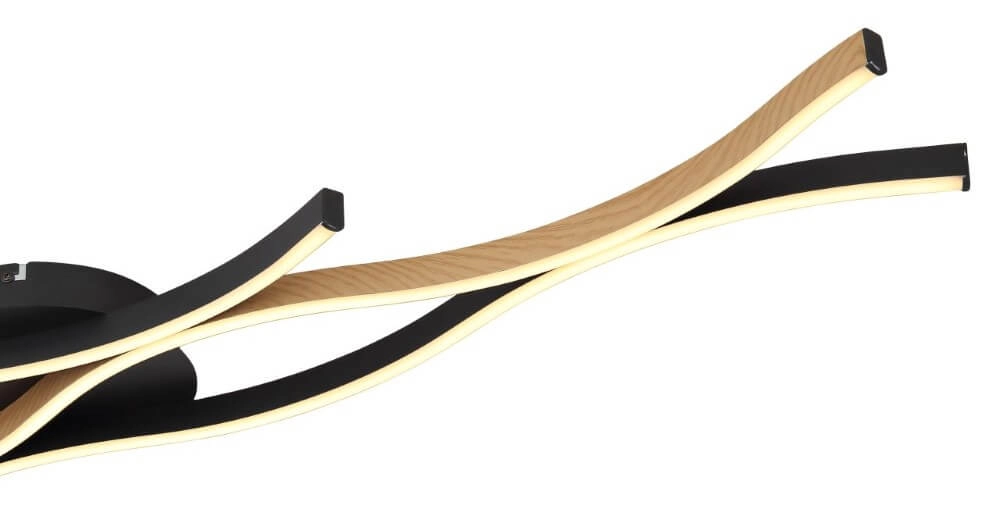 Plafondlamp Geronimo zwart met hout Globo 9007371445042