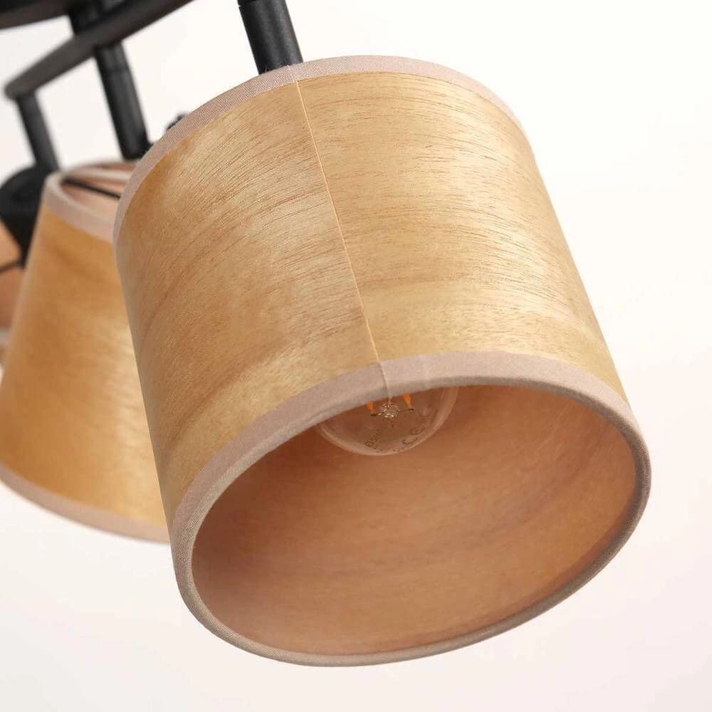 Plafondlamp Bambus zwart met bamboe 3-lichts Steinhauer 8712746171426