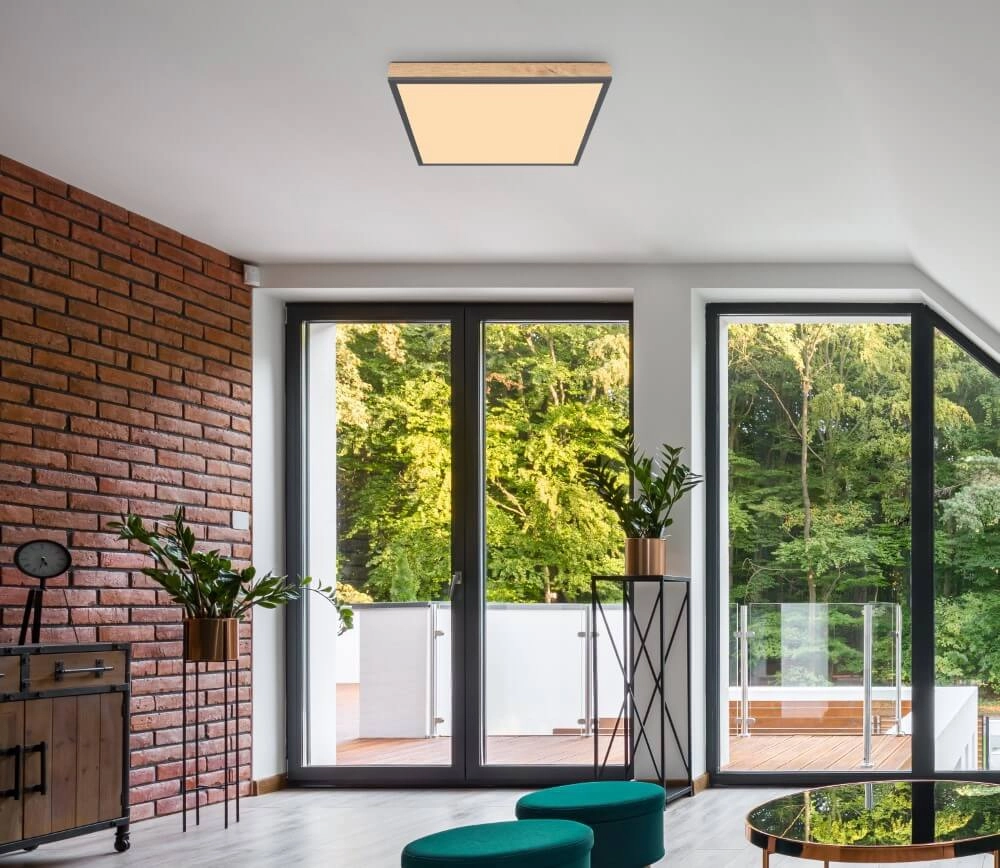 Houten led plafondlamp Doro 45x45cm Globo 9007371418992