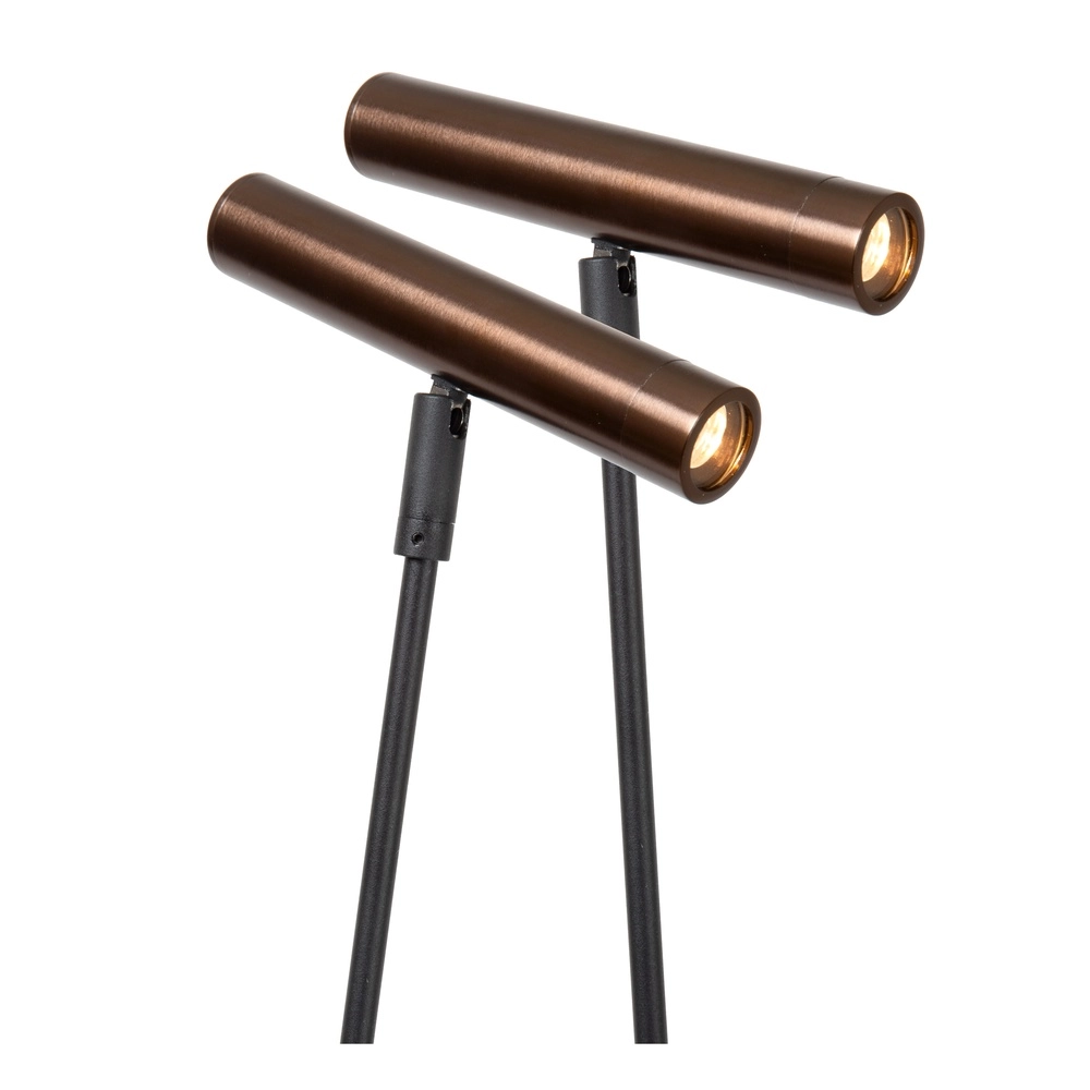 2-lichts vloerlamp Duarte zwart met koffie bruin Lucide Vibes 5411212032201
