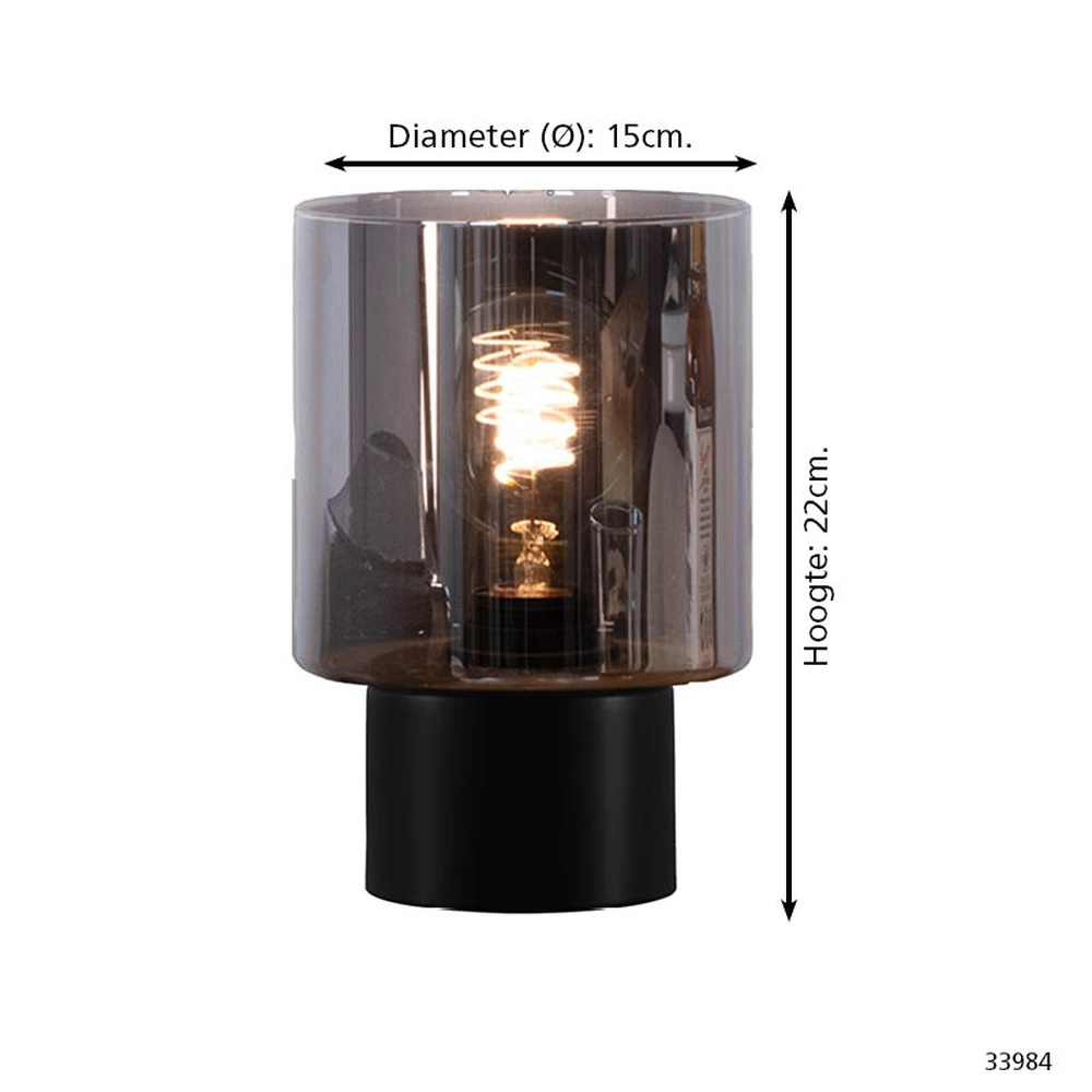 Tafellampje Gorosiba met smoke glas Eglo 9002759339845