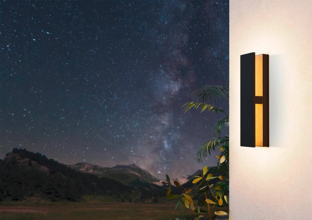 Buitenlamp Costorio Zwart met hout Eglo 9008606231638