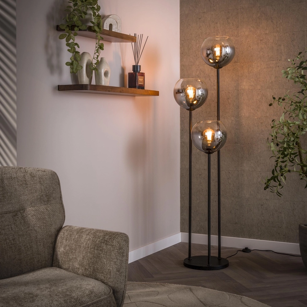 3L vloerlamp Bubble met zilver fading glas
