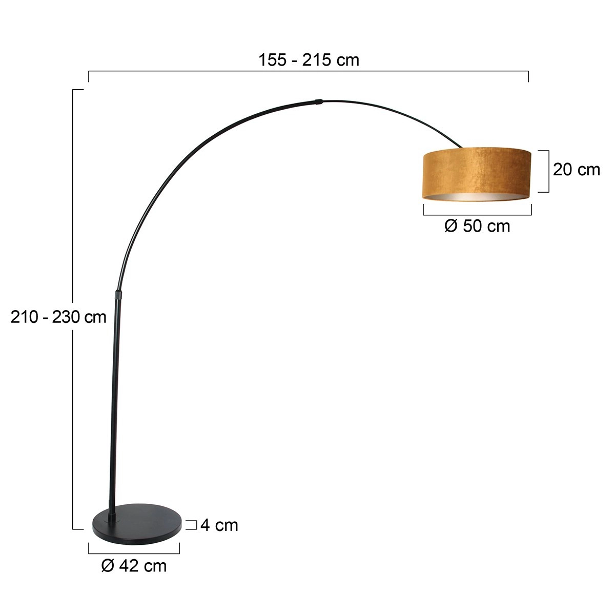 Zwarte booglamp Sparkled met velvet kap Steinhauer 8712746145991