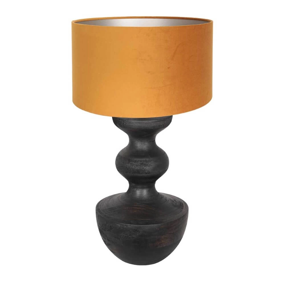 Landelijke schemerlamp Lyons S met gouden velours kap Landelijke schemerlamp Lyons S met gouden velours kap