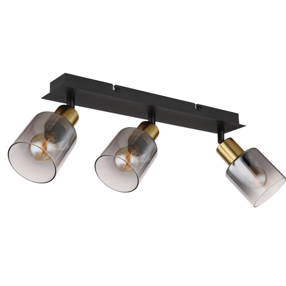 3-lichts plafondlamp Hollsy zwart met smoke glas Globo 9007371448852