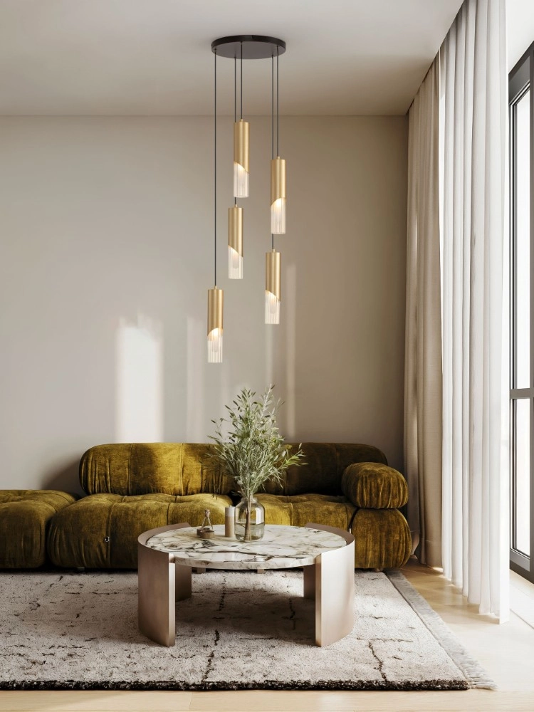 Design hanglamp Modesto Ø 33cm goud 5-lichts Lyora 5212063501454