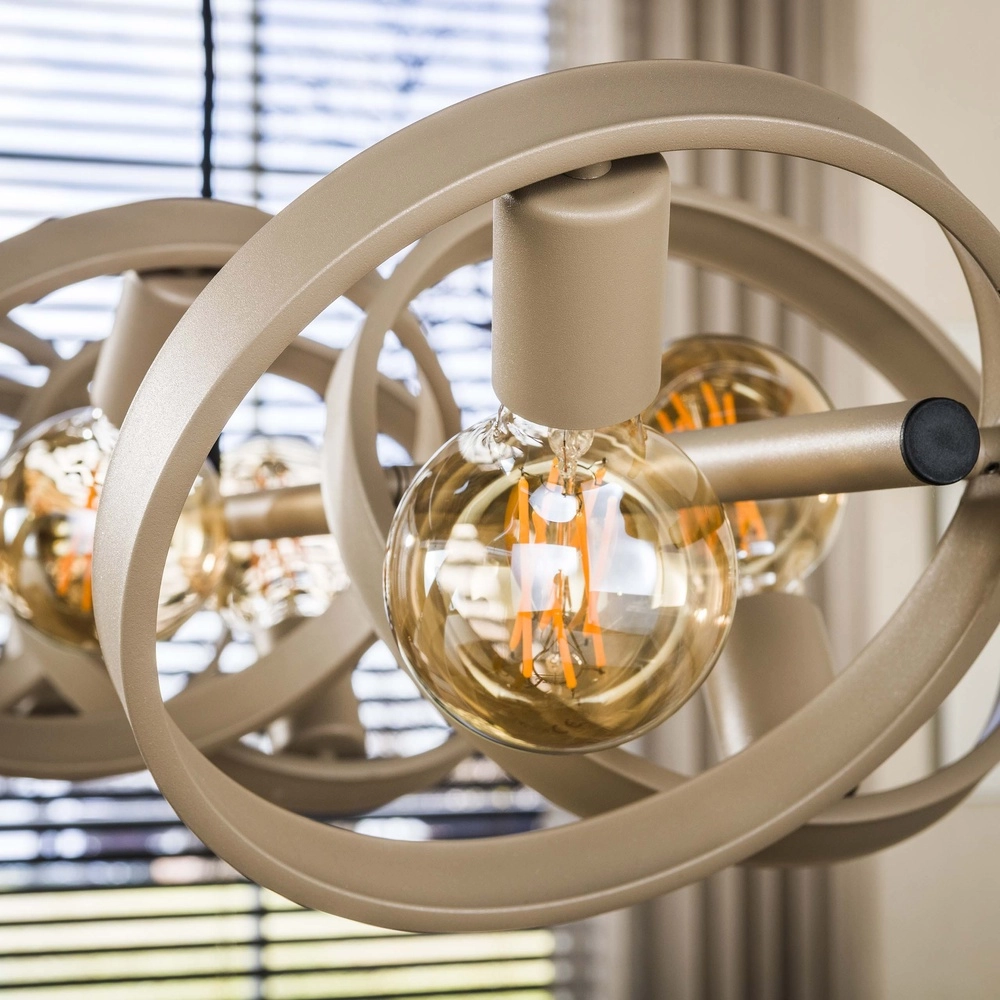 8 ringen hanglamp eettafel Hover zand - Ø 26cm Lyora 8716803513372