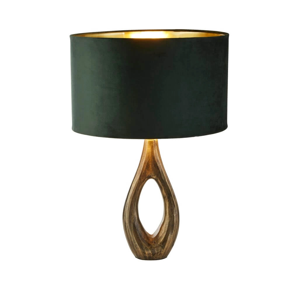 Gouden tafellamp Bucklow met groene kap Searchlight 5053423257303